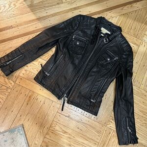 Michael Kors genuine leather black jacket S size